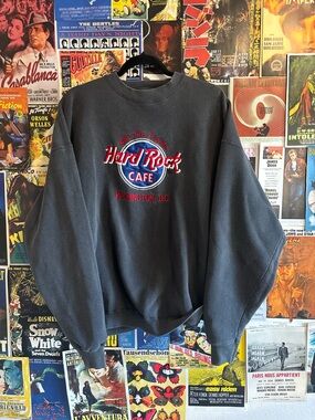 Hard Rock Cafe Washington D.C. Black Crewneck Sweatshirt with Red & Blue Logo
